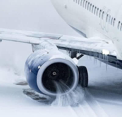 snow getting sucked into jet engine